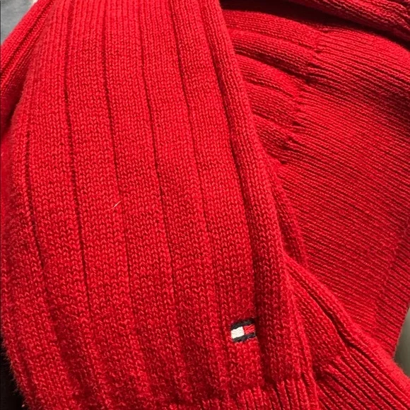 Tommy Hilfiger Vintage Y2K Womens L Sweater Ribbed H Logo Red Crew 90s Spellout - Picture 10 of 10